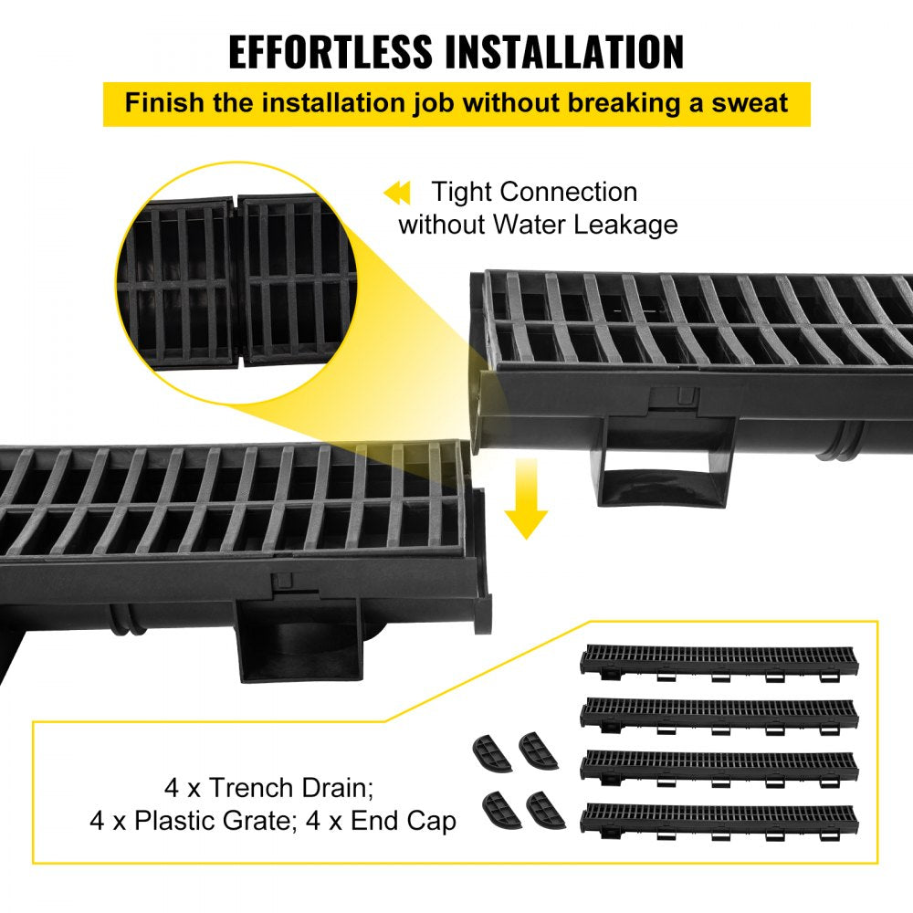 PSG45*100 - 1m VEVOR Trench Drain System for Efficient Water Management