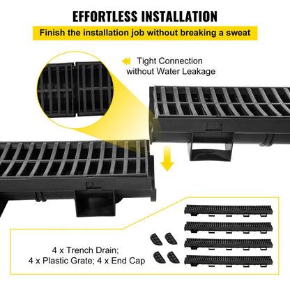 PSG45*100 - 1m VEVOR Trench Drain System for Efficient Water Management