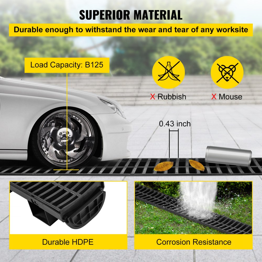 PSG45*100 - 1m VEVOR Trench Drain System for Efficient Water Management