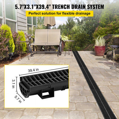 PSG100*45*5M - VEVOR 39.4" HDPE Trench Drain for Efficient Water Flow