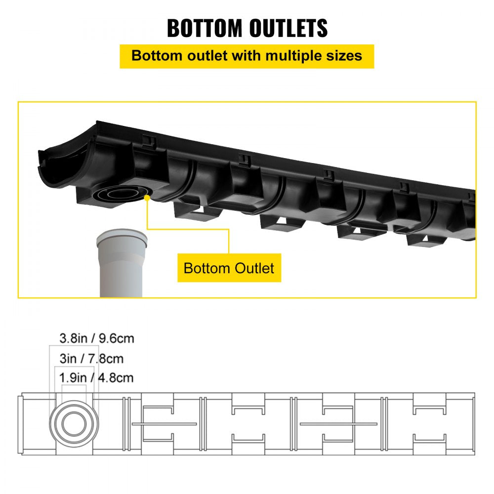 PSG100*45*5M - VEVOR 39.4" HDPE Trench Drain for Efficient Water Flow