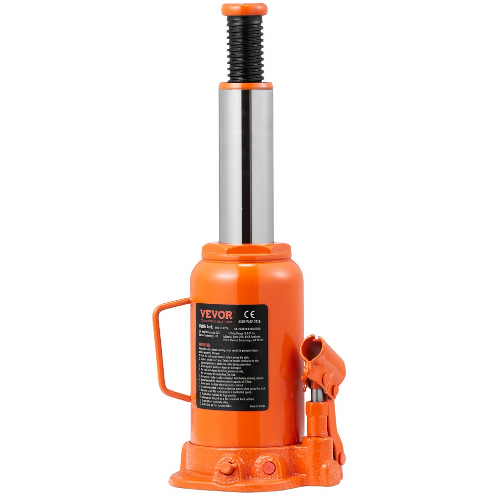 QJD-01-020A - 20 Ton Hydraulic Bottle Jack, Lifting Range 9.4-17.7 Inches