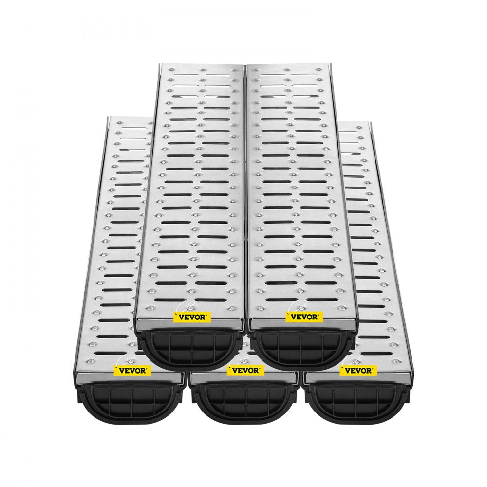 PSG100*45*5M - 1m VEVOR HDPE Trench Drain System for Durable Water Collection