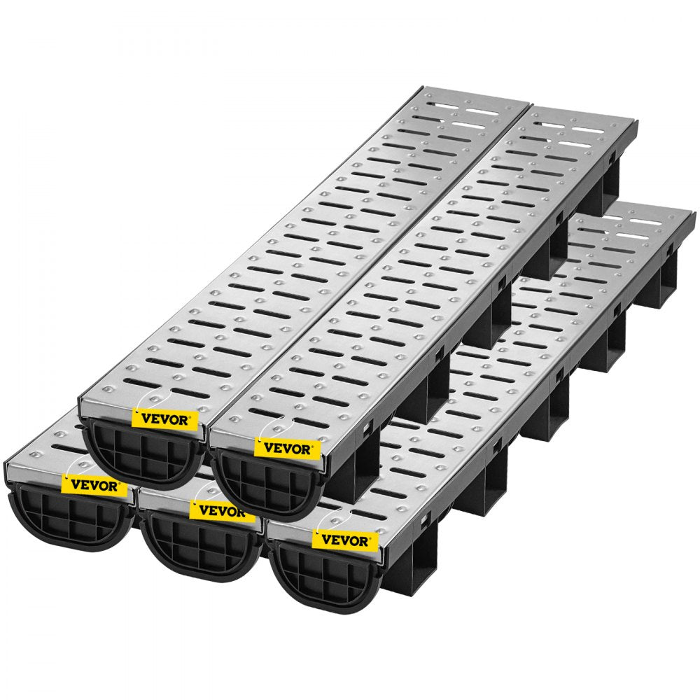 PSG100*45*5M - 1m VEVOR HDPE Trench Drain System for Durable Water Collection