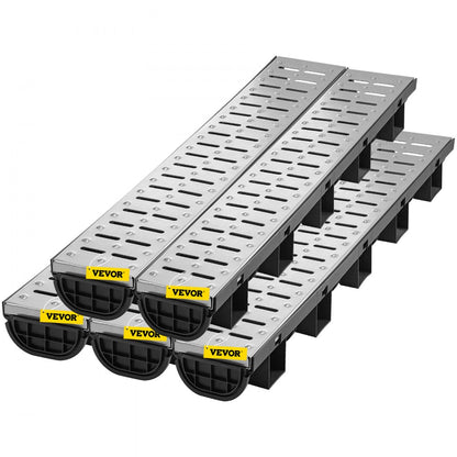 PSG100*45*5M - 1m VEVOR HDPE Trench Drain System for Durable Water Collection