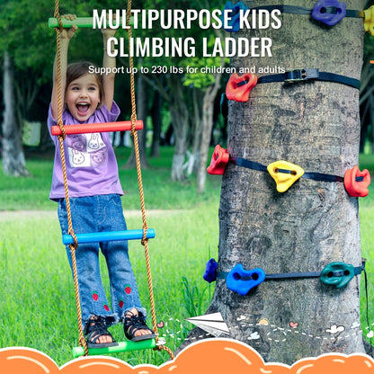 PYTZ-2 - Colorful Ninja Tree Climbing Kit with 12 Holds and 10ft Strap