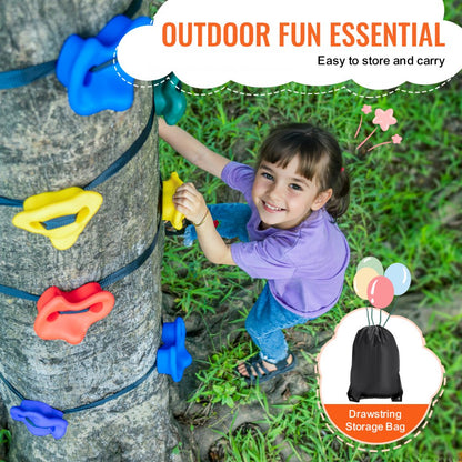 PYTZ-2 - Colorful Ninja Tree Climbing Kit with 12 Holds and 10ft Strap