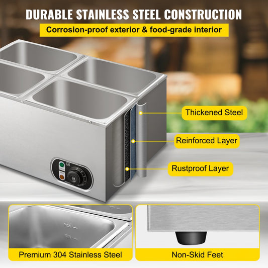 BM-22B - 1500W Stainless Steel Bain Marie with 14.8 Qt Capacity