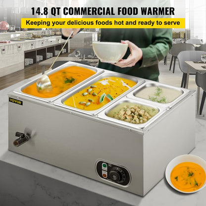 BM-42B - 14.8 Qt Stainless Steel Food Warmer for Buffets and Restaurants