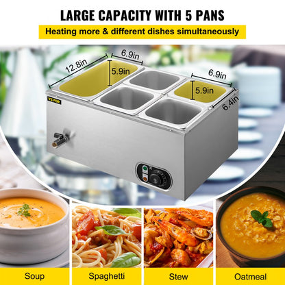 BM-63A - 13.7 Quart Stainless Steel Food Warmer with Adjustable Temp