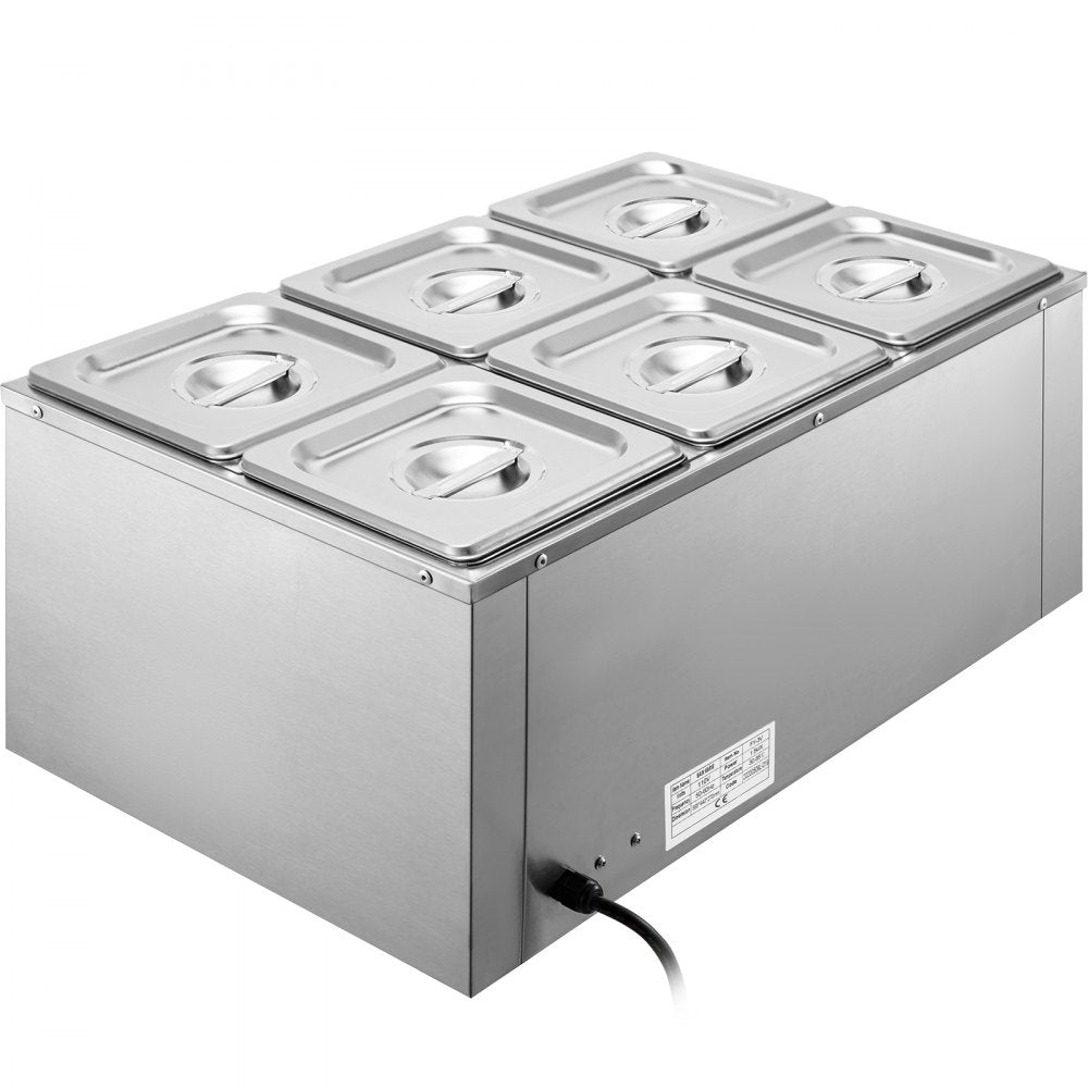 BM-33A - Stainless Steel 12.6 Qt Food Warmer with 6 Pans and Lids