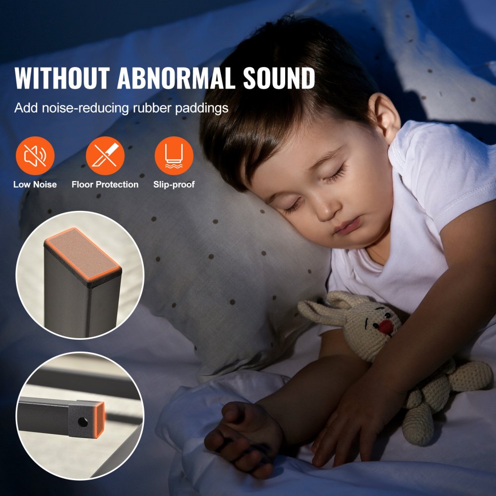 JHL-MB07-3 - 14" Queen Metal Bed Frame with Quick Assembly and Storage Space