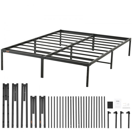 JHL-MB07-3 - 14" Queen Metal Bed Frame with Quick Assembly and Storage Space
