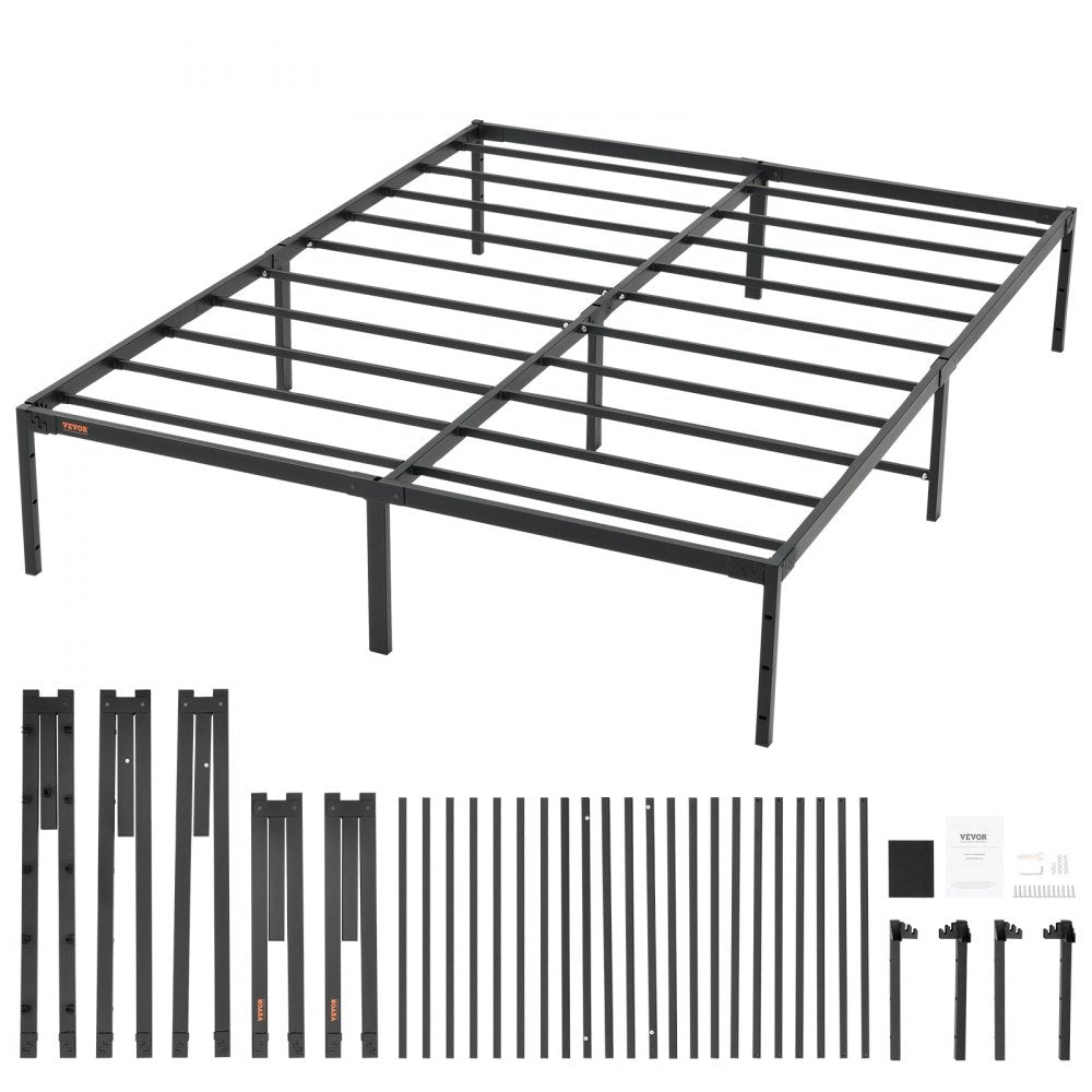 JHL-MB07-3 - 14" Queen Metal Bed Frame with Quick Assembly and Storage Space
