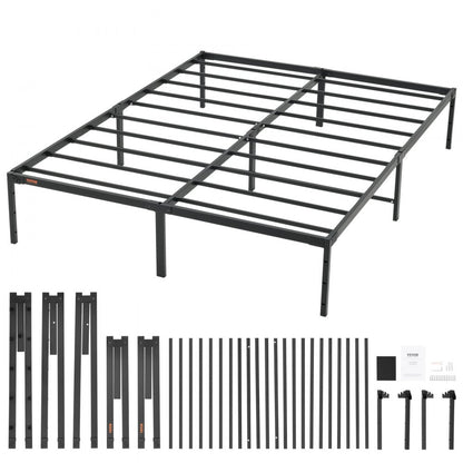 JHL-MB07-3 - 14" Queen Metal Bed Frame with Quick Assembly and Storage Space