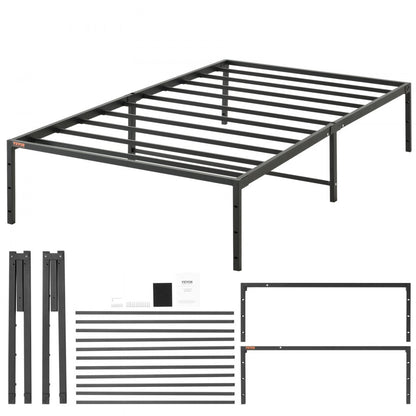 JHL-MB07-1 - 14" Twin Metal Bed Frame, 1500 lbs Capacity, Noise-Free Design