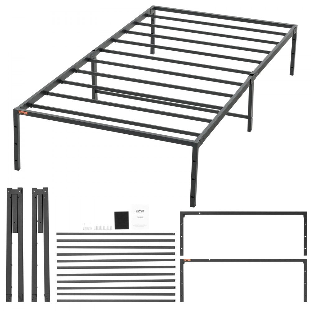 JHL-MB07-1 - 14" Twin Metal Bed Frame, 1500 lbs Capacity, Noise-Free Design