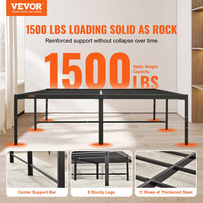 JHL-MB07-6 - Sturdy 18-Inch Metal Bed Frame, Easy Assembly & 1500 lbs Support