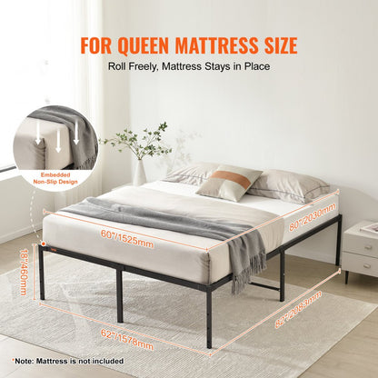 JHL-MB07-6 - Sturdy 18-Inch Metal Bed Frame, Easy Assembly & 1500 lbs Support