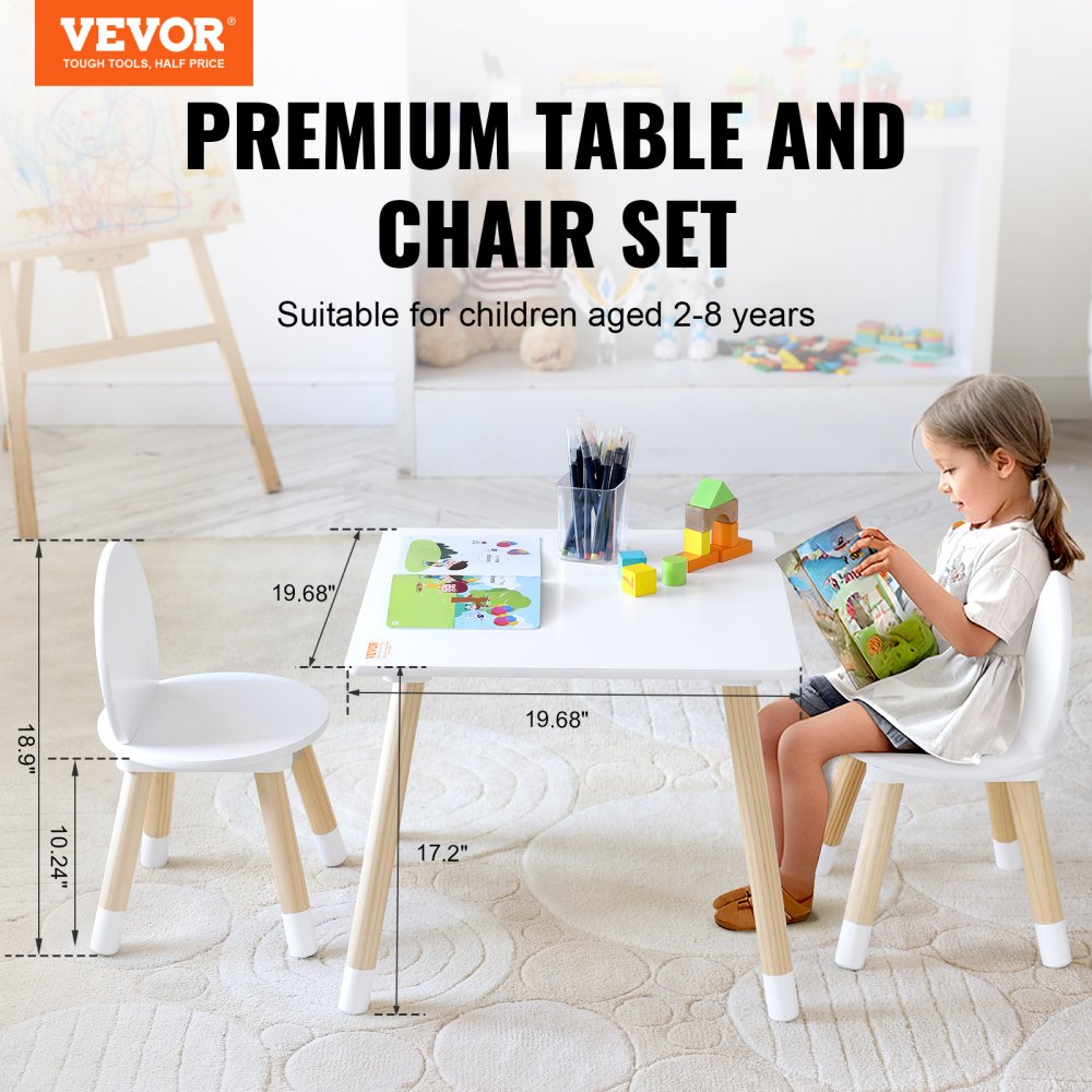 TF13067 - Versatile Kids Table & 2 Chairs Set for Arts & Crafts