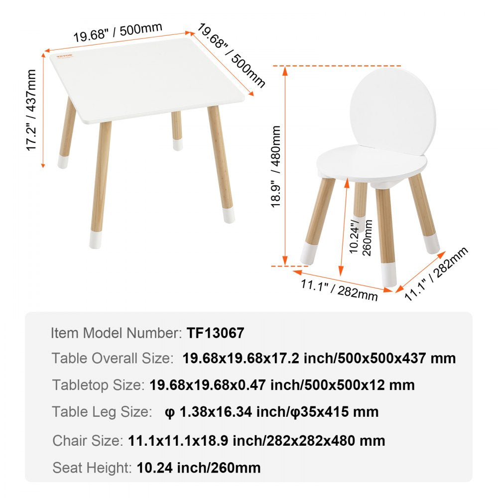 TF13067 - Versatile Kids Table & 2 Chairs Set for Arts & Crafts
