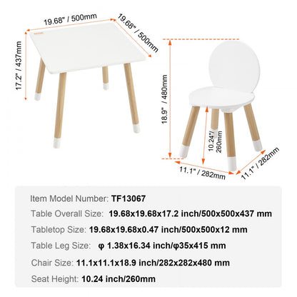 TF13067 - Versatile Kids Table & 2 Chairs Set for Arts & Crafts