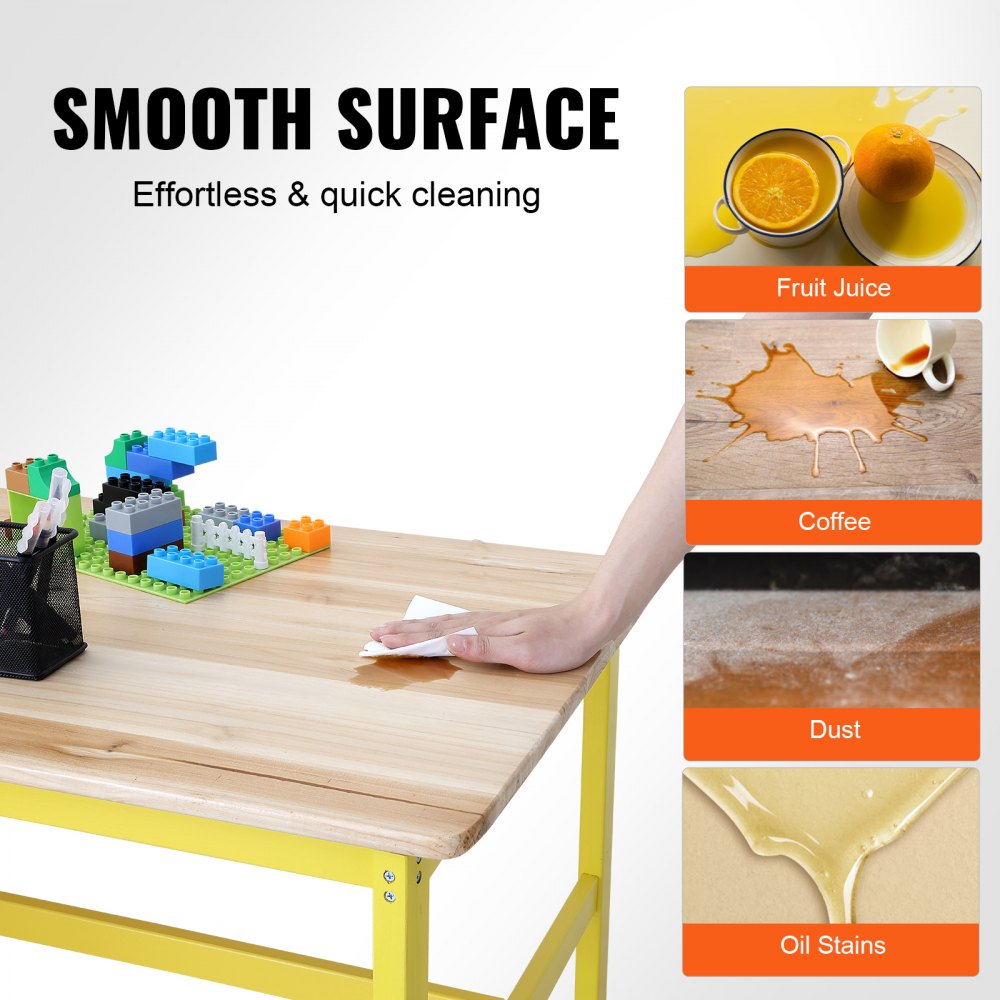 TF13068 - Durable Kids Table & Bench Set, 42" Light Wood for Ages 2-8