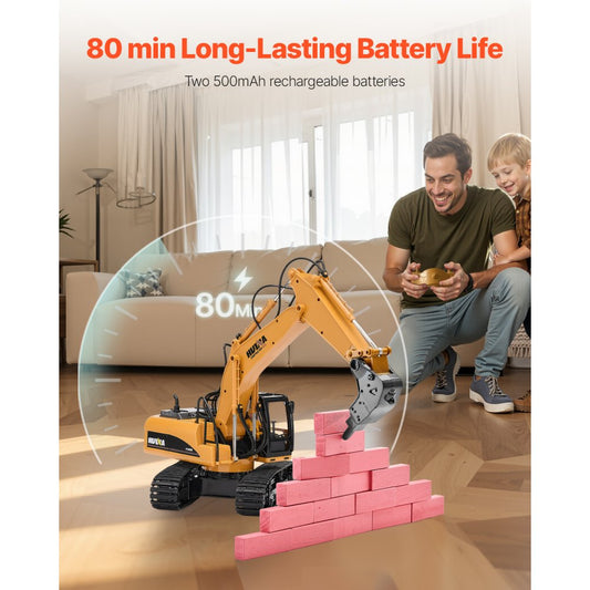 1535-1 - 1:14 Scale RC Excavator with Metal Bucket & 82ft Range
