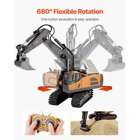 3367 - 1:20 Scale Remote Control Excavator with LED Lights & Rubber Tracks