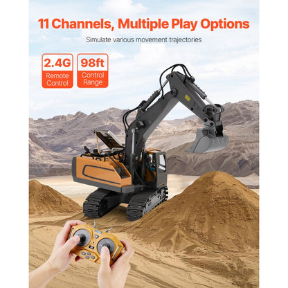 3367 - 1:20 Scale Remote Control Excavator with LED Lights & Rubber Tracks