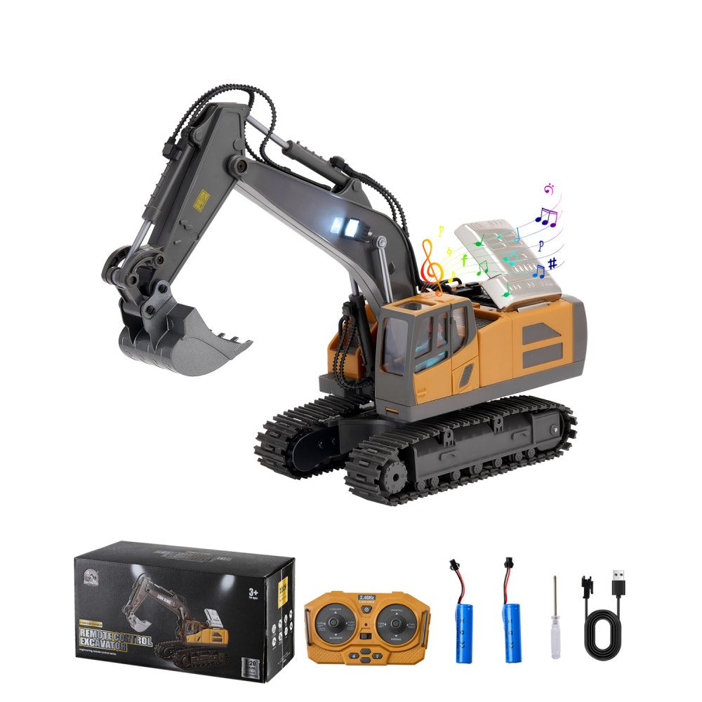 3367 - 1:20 Scale Remote Control Excavator with LED Lights & Rubber Tracks