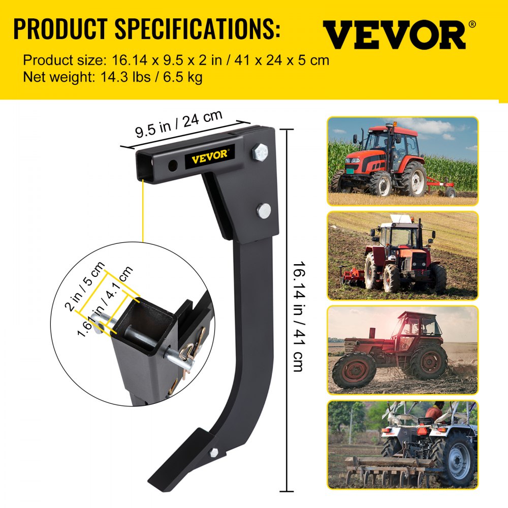 PTQLT-16 - 16" VEVOR Hitch-Mounted Ripper for Tractors with Adjustable Depth