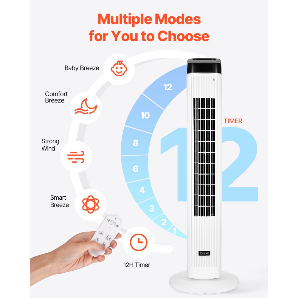 FTS008R - 40" Oscillating Tower Fan with Adjustable Speed Options
