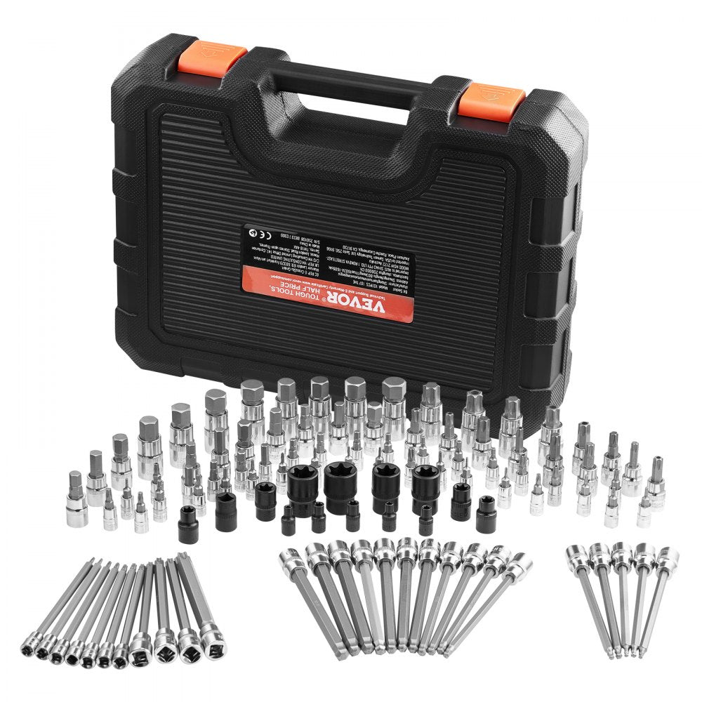 107PCS 107 THE - Durable 107-Piece High-Strength Torx Bit Socket Set with Case