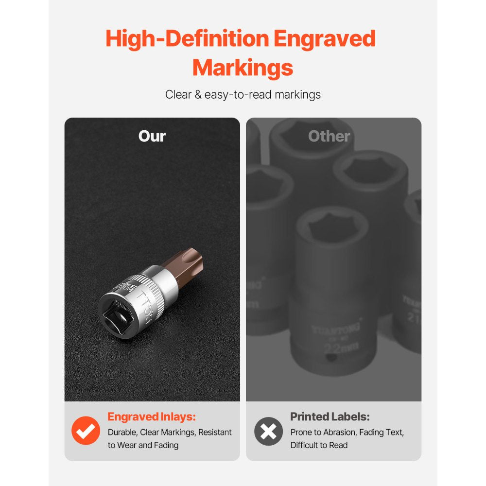 34PCS 34T - Durable S2 Torx Bit Socket Set with Waterproof Case