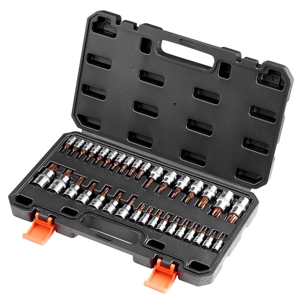 34PCS 34T - Durable S2 Torx Bit Socket Set with Waterproof Case