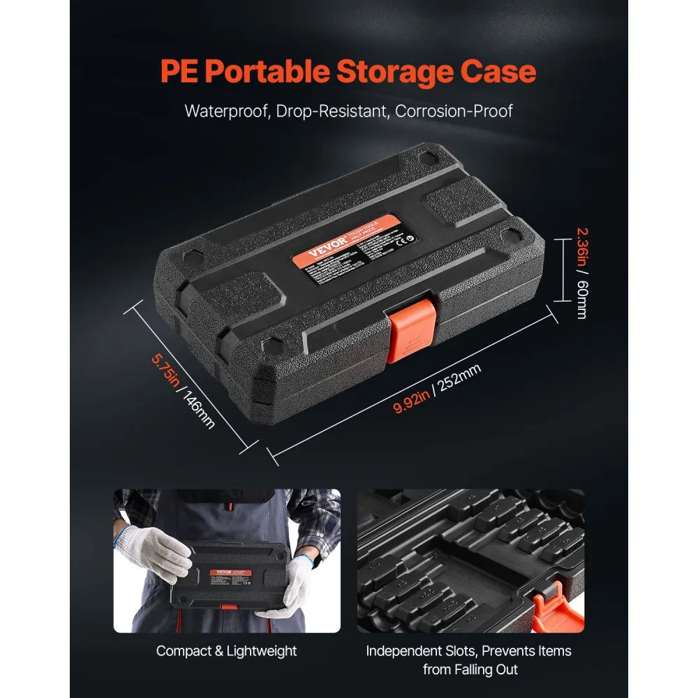 18PCS 18H - Durable 18-Piece Hex Bit Socket Set with Storage Case