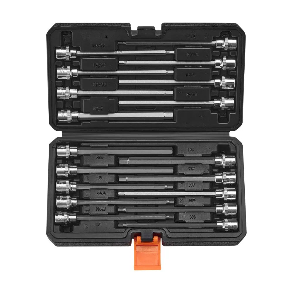 18PCS 18H - Durable 18-Piece Hex Bit Socket Set with Storage Case