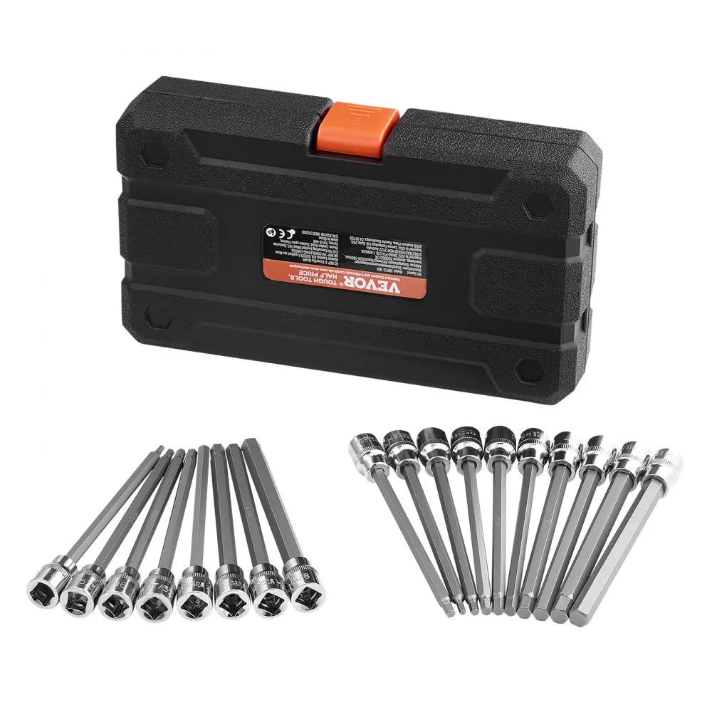 18PCS 18H - Durable 18-Piece Hex Bit Socket Set with Storage Case