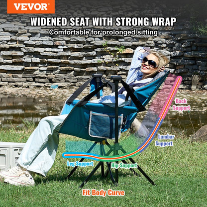 HKC-1004SW - Lightweight Reclining Hammock Chair with Cup Holder, 300 lbs Capacity