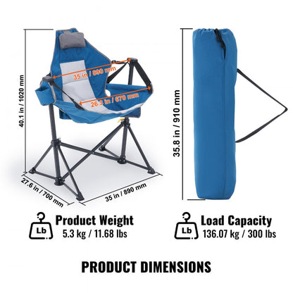 HKC-1004SW - Lightweight Reclining Hammock Chair with Cup Holder, 300 lbs Capacity