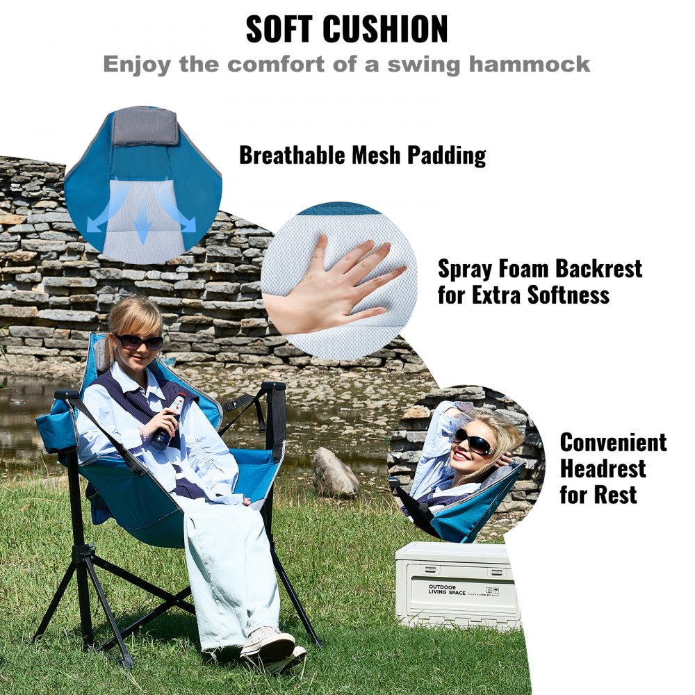 HKC-1004SW - Lightweight Reclining Hammock Chair with Cup Holder, 300 lbs Capacity