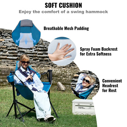 HKC-1004SW - Lightweight Reclining Hammock Chair with Cup Holder, 300 lbs Capacity