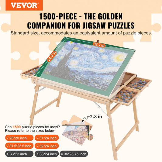 JR-1500-C - 32.7" Puzzle Table with 4 Drawers for Enthusiasts