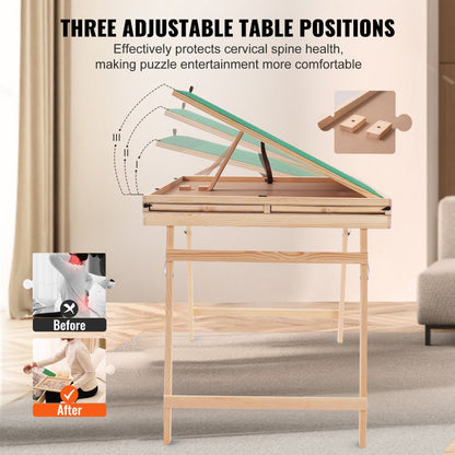 JR-1500-C - 32.7" Puzzle Table with 4 Drawers for Enthusiasts