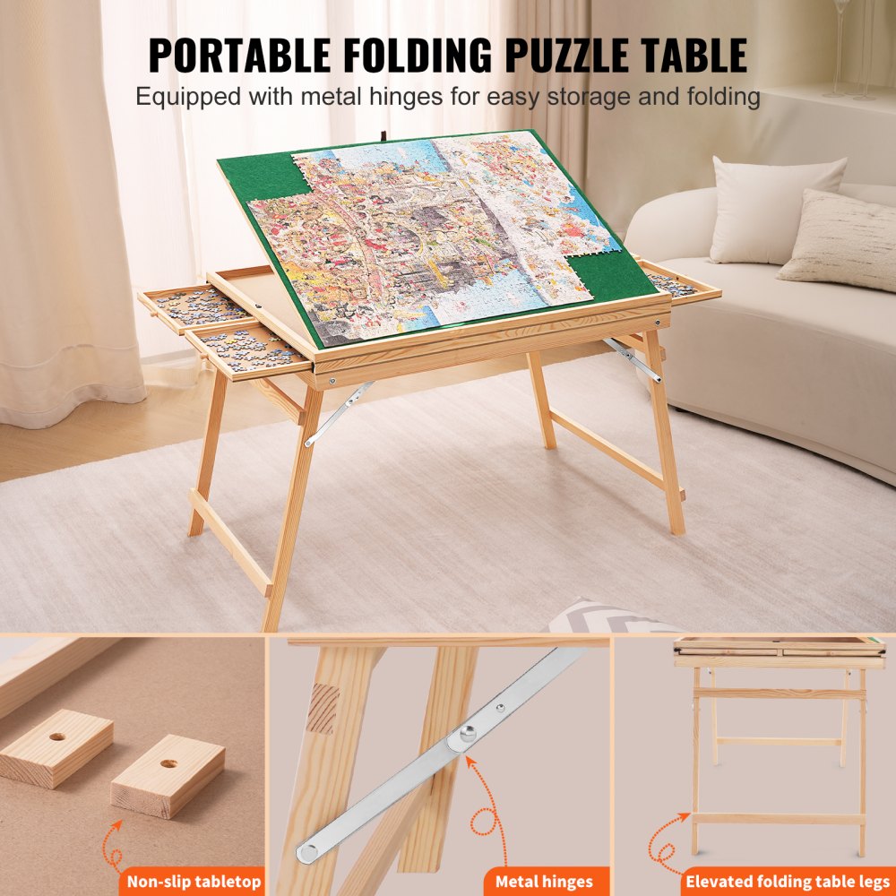 JR-1500-C - 32.7" Puzzle Table with 4 Drawers for Enthusiasts