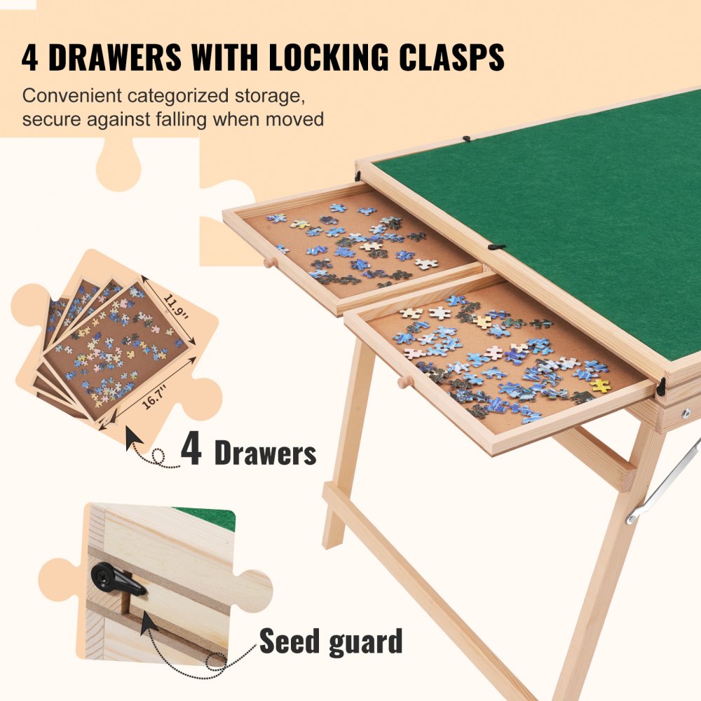 JR-1500-C - 32.7" Puzzle Table with 4 Drawers for Enthusiasts