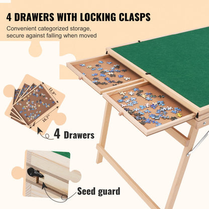 JR-1500-C - 32.7" Puzzle Table with 4 Drawers for Enthusiasts
