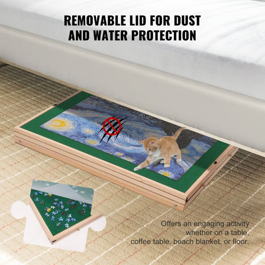 JR-1500-B - Adjustable Pine Wood Puzzle Table for 1500-Piece Jigsaws