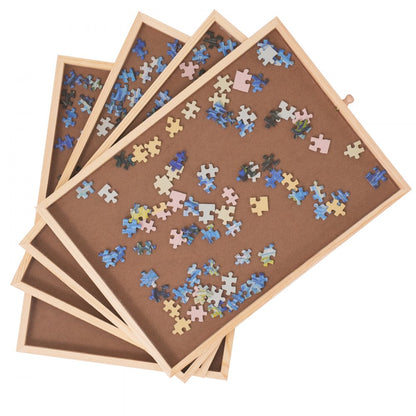 JR-1500-B - Adjustable Pine Wood Puzzle Table for 1500-Piece Jigsaws